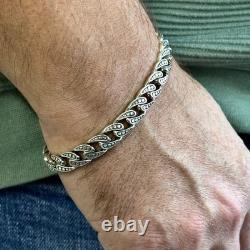 Solid 925 Sterling Silver Cuban Curb Chain Bracelet