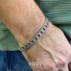 Solid 925 Sterling Silver Cuban Curb Chain Bracelet