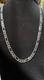 Solid 925 Sterling Silver Figaro Chain Necklace 23 7mm 37.2g Rhodium Finish