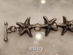 Solid 925 Sterling Silver Starfish Toggle Bracelet Vintage