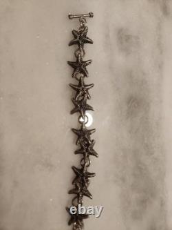 Solid 925 Sterling Silver Starfish Toggle Bracelet Vintage