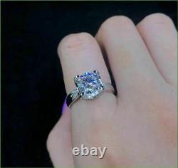 Solitaire Engagement Ring in 14K White Gold Finish 2.20Ct Round Cut Moissanite