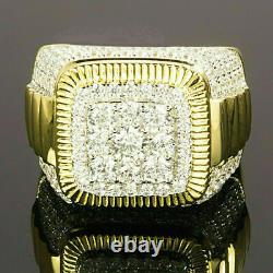Sparkling 2.50Ct Round Cut Moissanite Cluster Modern Ring 14K Yellow Gold Plated