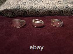 Spoon Ring Sterling Silver Lot Of 3 Rings Sizes 8,8, &10 Adjustable