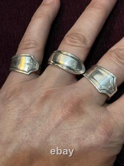 Spoon Ring Sterling Silver Lot Of 3 Rings Sizes 8,8, &10 Adjustable