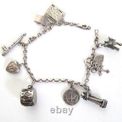 Sterling Silver 1939 Golden Gate Exposition CHARM BRACELET GGIE -Saddle Locket
