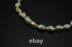 Sterling Silver. 925 Stimulated Baroque Pearl Choker Necklace Vintage