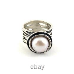Sterling Silver 925 Vintage Silpada Israel Pearl Ring Size 6