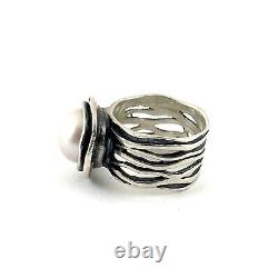 Sterling Silver 925 Vintage Silpada Israel Pearl Ring Size 6