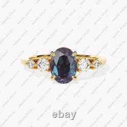 Sterling Silver Alexandrite CZ Minimalist Wedding Vintage Statement Ring Jewelry