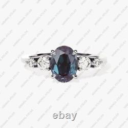 Sterling Silver Alexandrite CZ Minimalist Wedding Vintage Statement Ring Jewelry