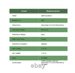 Sterling Silver Australian Chrome Chalcedony Stone Daughter Boho Vintage Pendant