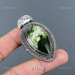 Sterling Silver Australian Chrome Chalcedony Stone Daughter Boho Vintage Pendant