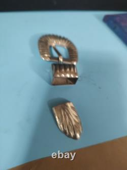Sterling Silver Belt Buckle Set Rangers Mexico Vintage 52.06g