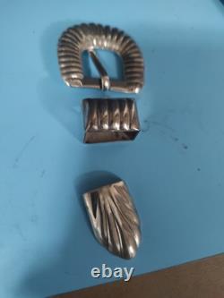 Sterling Silver Belt Buckle Set Rangers Mexico Vintage 52.06g