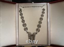 Sterling Silver Butterfly Wing Pendant Necklace Women Vintage