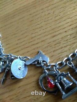 Sterling Silver Charm Bracelet Loaded with 20 Charms Vintage 58 g Antique RARE