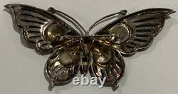 Sterling Silver Enamel Garnet Marcasite Butterfly Pendant Pin Brooch G41