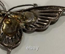 Sterling Silver Enamel Garnet Marcasite Butterfly Pendant Pin Brooch G41
