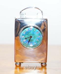 Sterling Silver Enamel Liberty's London Archibald Knox Miniature Carriage Clock