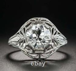 Sterling Silver Engagement Ring Vintage Stye Openwork OEC 925 Women Jewelry