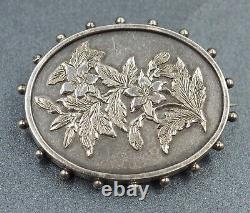Sterling Silver Flower & Leaf Brooch