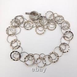 Sterling Silver Hoop Collar Necklace Modernist Architectural Artisan Vintage 925