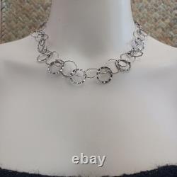 Sterling Silver Hoop Collar Necklace Modernist Architectural Artisan Vintage 925