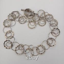 Sterling Silver Hoop Collar Necklace Modernist Architectural Artisan Vintage 925