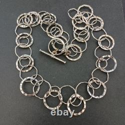 Sterling Silver Hoop Collar Necklace Modernist Architectural Artisan Vintage 925