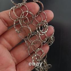 Sterling Silver Hoop Collar Necklace Modernist Architectural Artisan Vintage 925