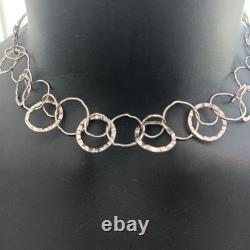Sterling Silver Hoop Collar Necklace Modernist Architectural Artisan Vintage 925