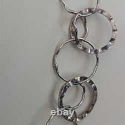 Sterling Silver Hoop Collar Necklace Modernist Architectural Artisan Vintage 925