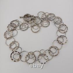 Sterling Silver Hoop Collar Necklace Modernist Architectural Artisan Vintage 925