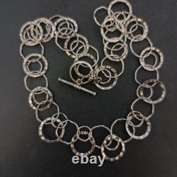 Sterling Silver Hoop Collar Necklace Modernist Architectural Artisan Vintage 925