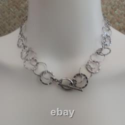 Sterling Silver Hoop Collar Necklace Modernist Architectural Artisan Vintage 925