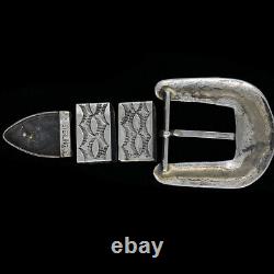 Sterling Silver Navajo Native American Ranger Set 1970s NOS Vintage Belt Buckle