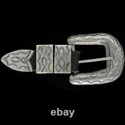 Sterling Silver Navajo Native American Ranger Set 1970s NOS Vintage Belt Buckle