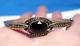 Sterling Silver Onyx Marcasite Bangle Bracelet Vintage Germany 14.3 Grams