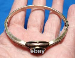 Sterling Silver Onyx Marcasite Bangle Bracelet Vintage Germany 14.3 Grams