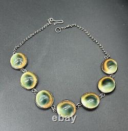 Sterling Silver Operculum Shell Link Necklace 13in 25.5g Antique Jewelry