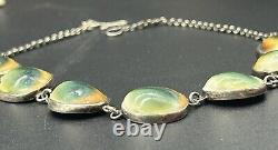 Sterling Silver Operculum Shell Link Necklace 13in 25.5g Antique Jewelry