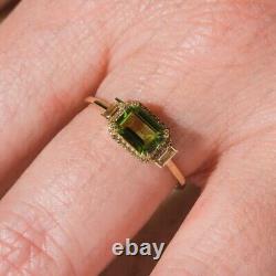 Sterling Silver Peridot Gemstone Cubic Zirconia Stackable Vintage Ring Jewelry
