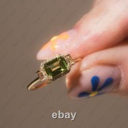 Sterling Silver Peridot Gemstone Cubic Zirconia Stackable Vintage Ring Jewelry