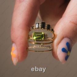 Sterling Silver Peridot Gemstone Cubic Zirconia Stackable Vintage Ring Jewelry