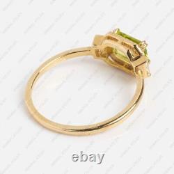 Sterling Silver Peridot Gemstone Cubic Zirconia Stackable Vintage Ring Jewelry