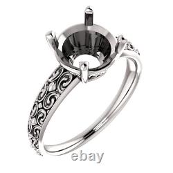 Sterling Silver Round Ring Setting Solitaire Vintage Style 5mm-14mm VIDEO