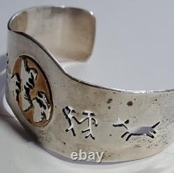 Sterling Silver SW Vintage Oval Handmade Heavy Cuff Bracelet-MADE IN MEXICO