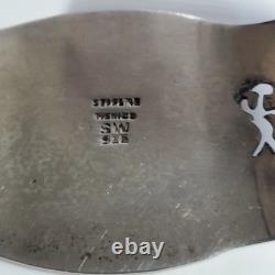 Sterling Silver SW Vintage Oval Handmade Heavy Cuff Bracelet-MADE IN MEXICO