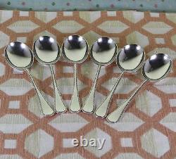 Sterling Silver Soup Spoons Set of 6, Feather Edge-Vintage